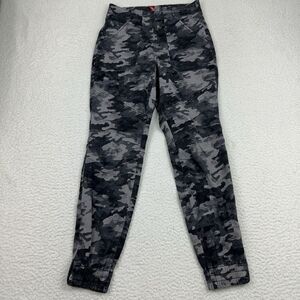 Spanx Stretch Twill Cargo Jogger Pants Women's Small Gray Camo Zip Ankle Elastic